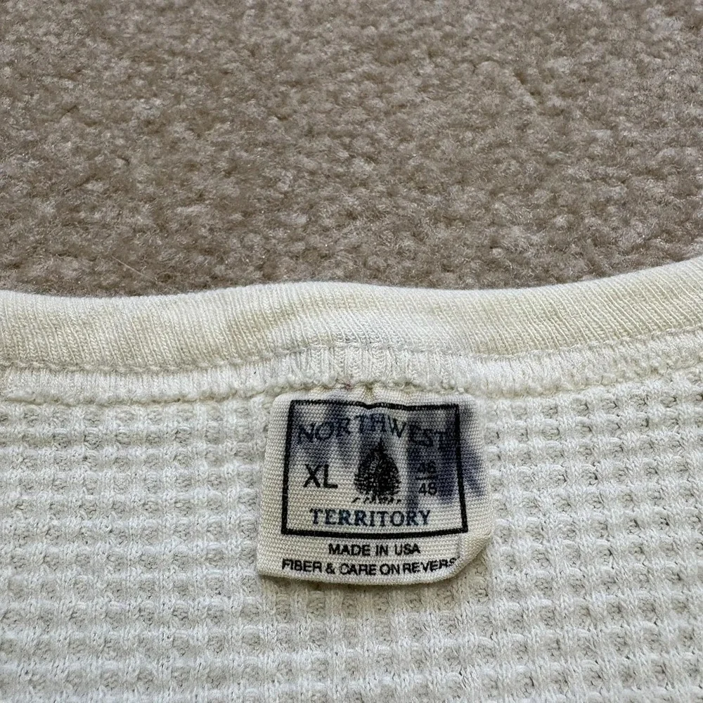 Vtg 70s Thermal Shirt Mens XL White Waffle Knit Long Sleeve USA NW Territory‎